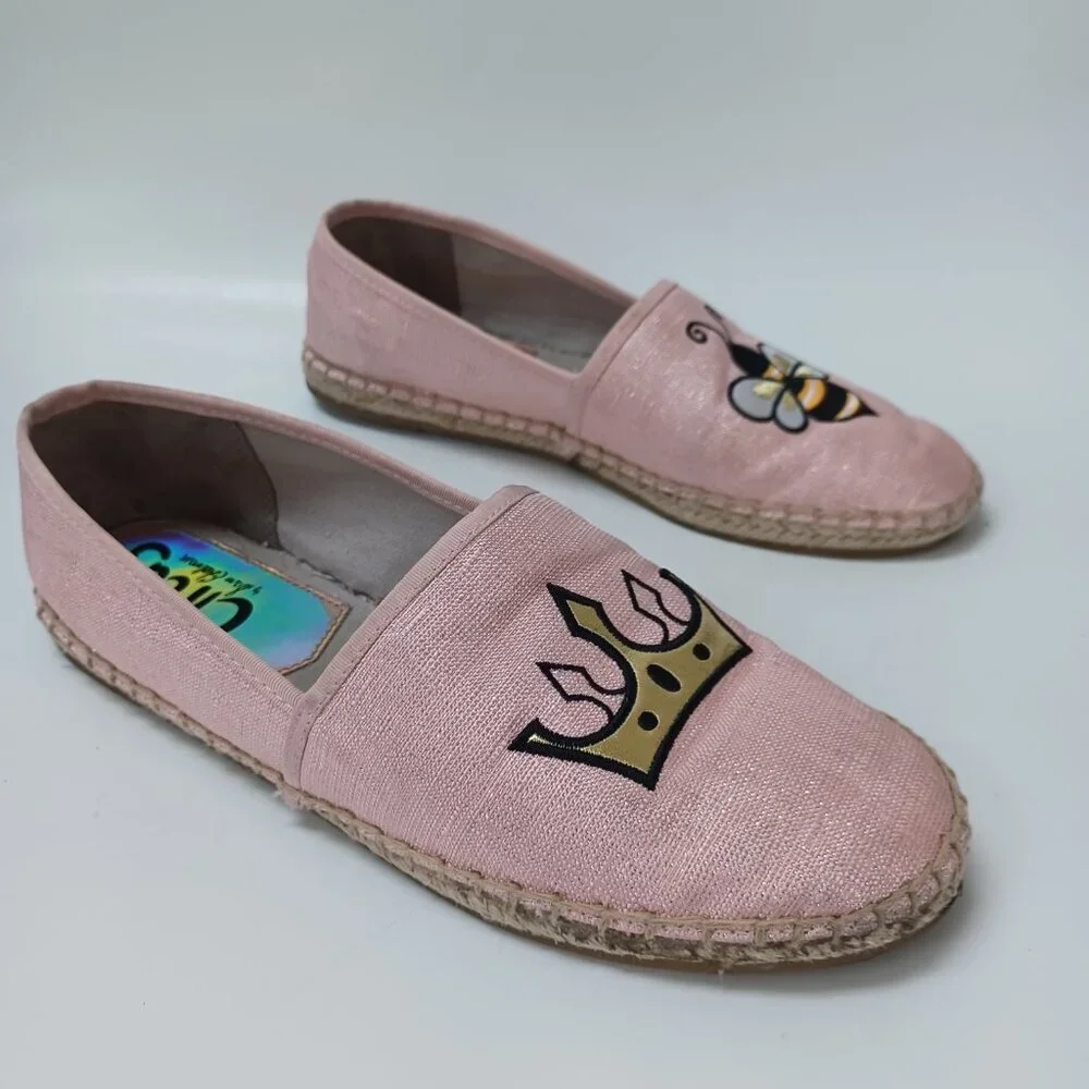 Circus by‎ Sam Edelman Queen Bee Leni Flats Pink Espadrille Slip On Womens 8.5